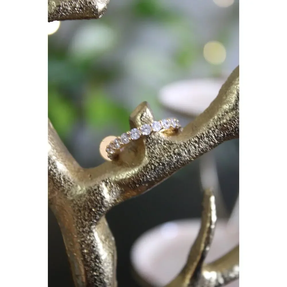 Anthropologie Crystal Eternity Band Ring Size 7 Gold Tone Clear CZ NWT MSRP $80